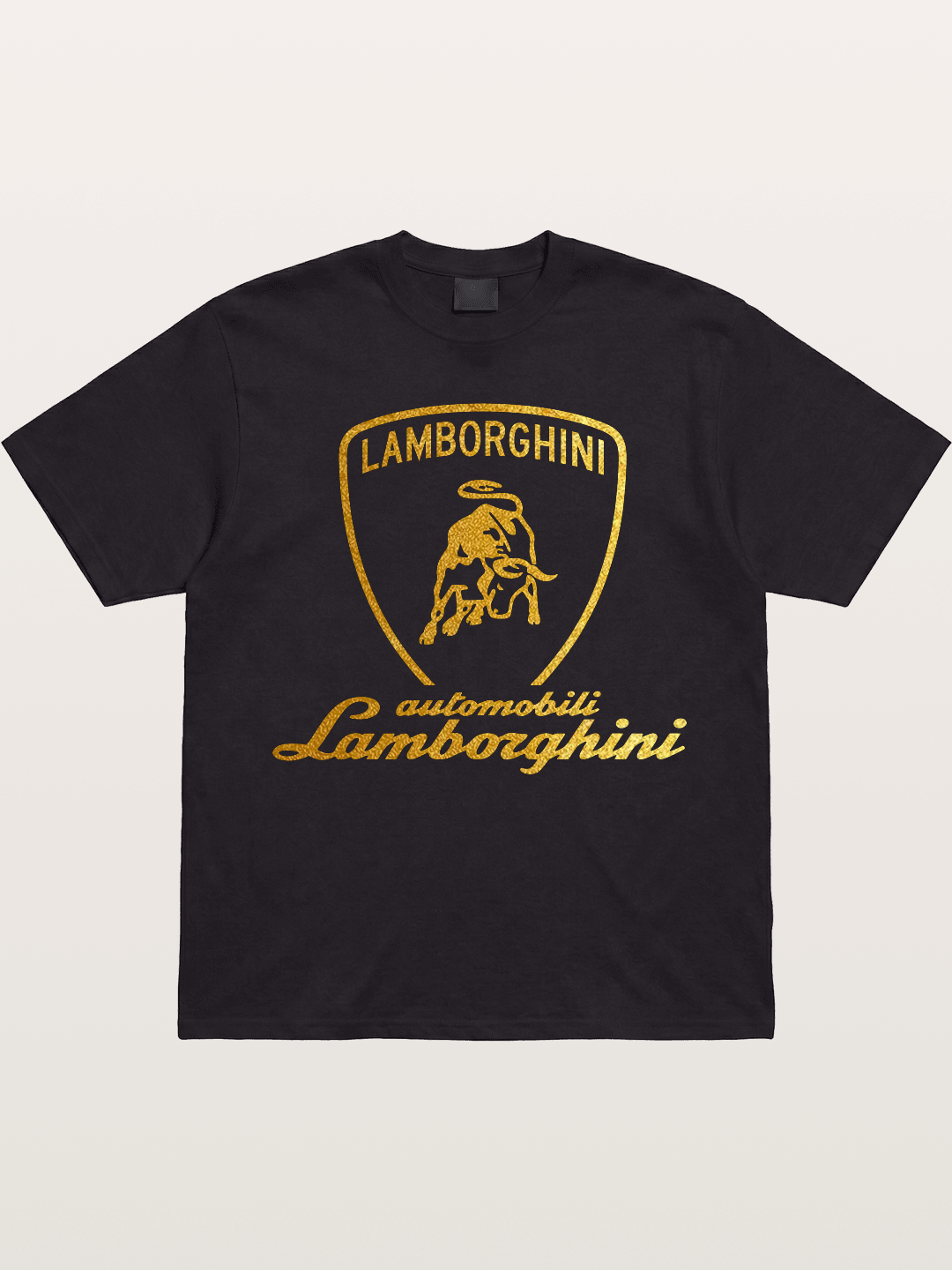 Lamborghini Gold Logo and Bull Shield Gildan T-shirt