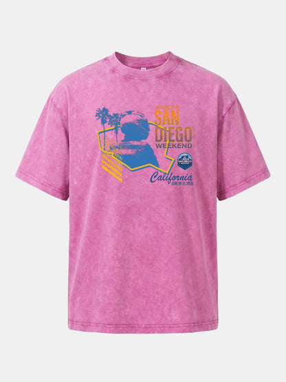 San Diego NASCAR Helmet Silhouette Washed T-shirt