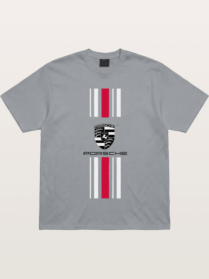 Porsche Crest Striped Design Gildan T-shirt
