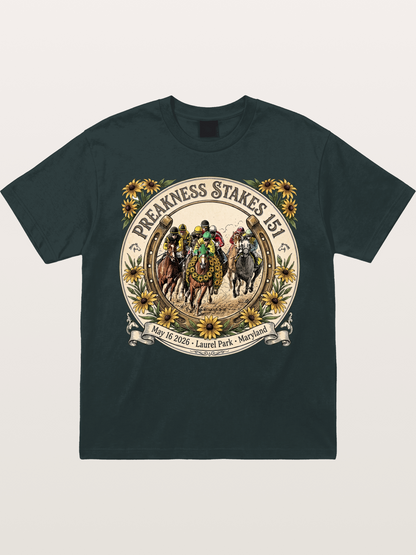 151st Preakness Stakes Horseshoe Badge Gildan T-shirt
