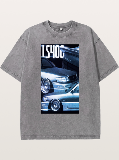LS400 JDM Double Car Print Washed T-shirt