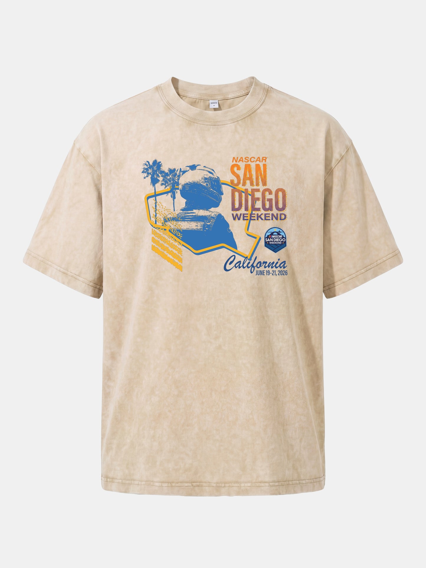 San Diego NASCAR Helmet Silhouette Washed T-shirt