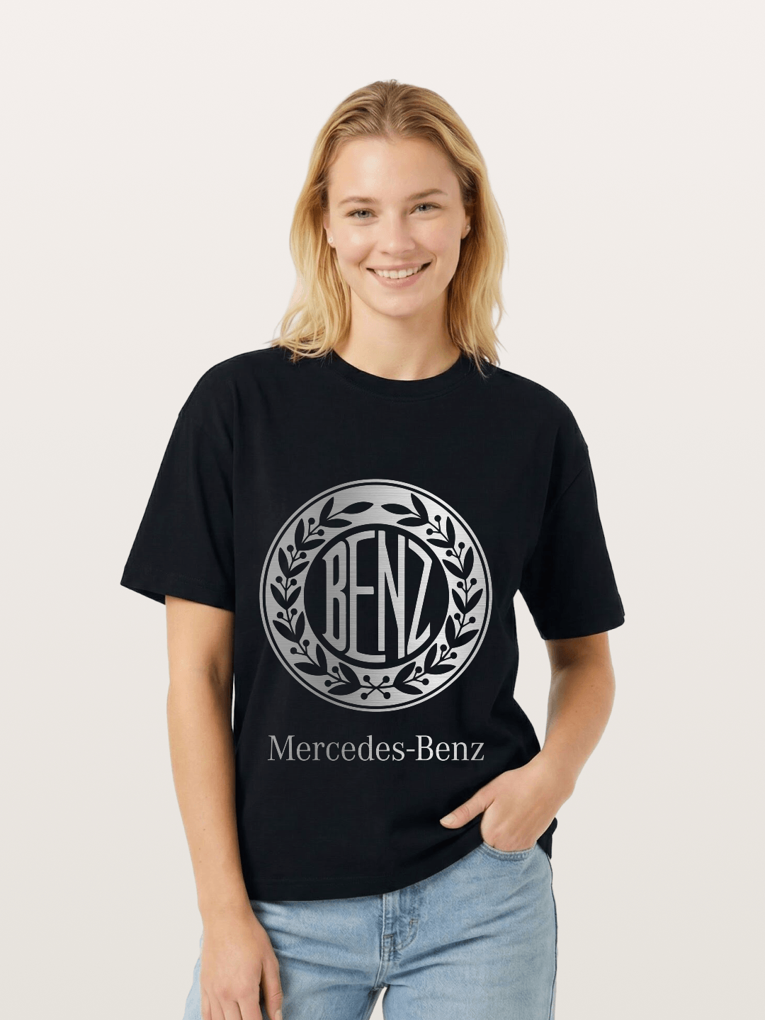 Benz Retro Lettermark Silver Texture Gildan T-shirt