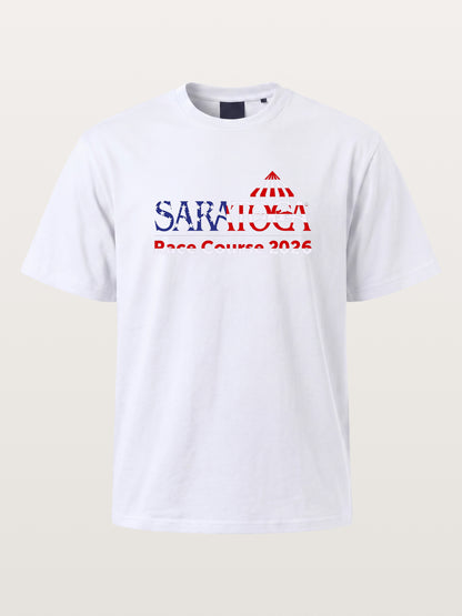 Saratoga Race Course Star Spangled Text Cotton T-shirt