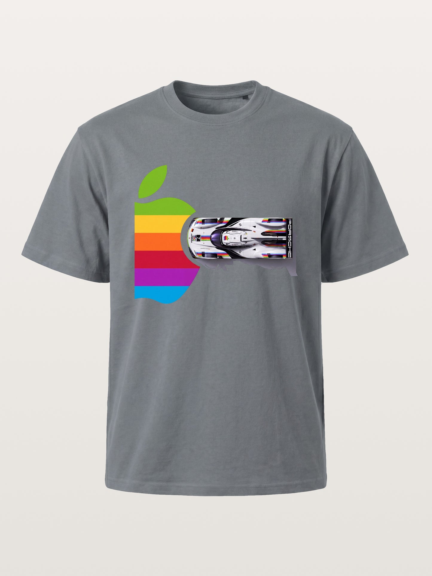 Rainbow Apple Shape Le Mans Race Car Cotton T-shirt