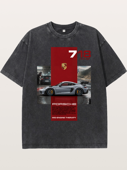 Porsche 718 GT4 RS Mid-Engine Therapy Washed T-shirt