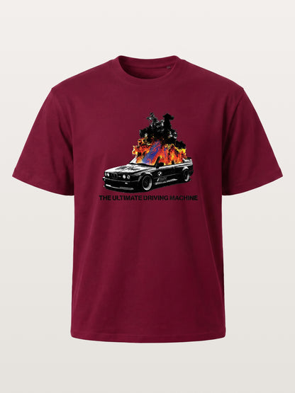 Burning BMW Retro Halftone Poster Gildan T-shirt