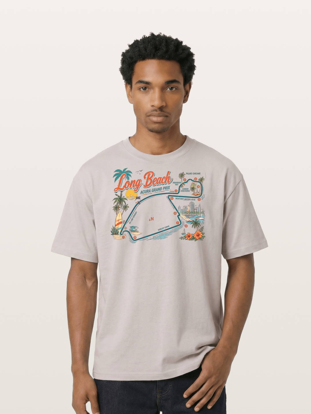 Long Beach Circuit Track Map Graphic Cotton T-shirt