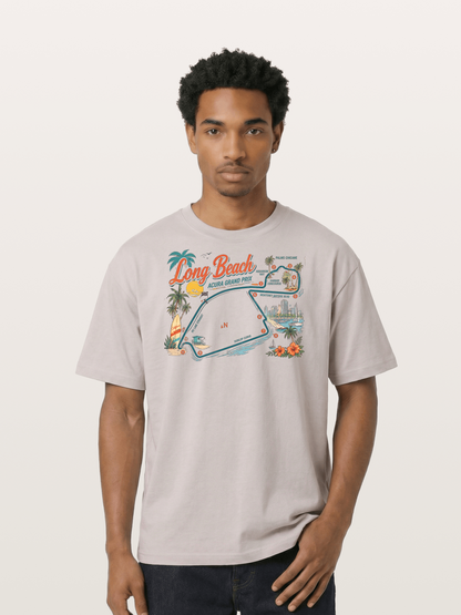 Long Beach Circuit Track Map Graphic Cotton T-shirt