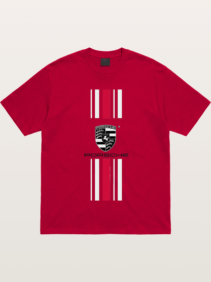 Porsche Crest Striped Design Gildan T-shirt