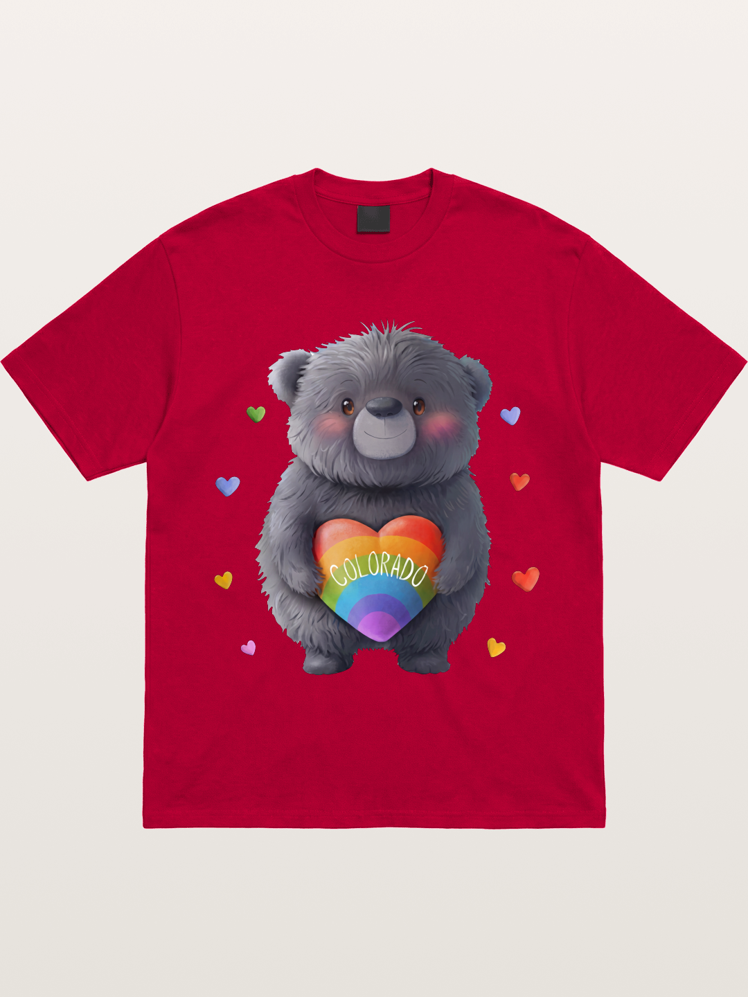 Colorado Pride Bear With Rainbow Heart Gildan T-shirt