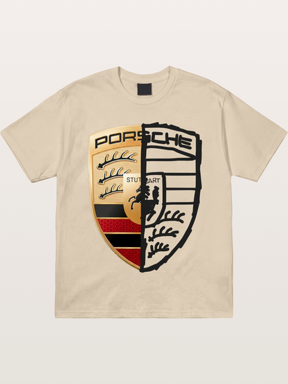 Porsche Half Sketch Half Real Gildan T-shirt