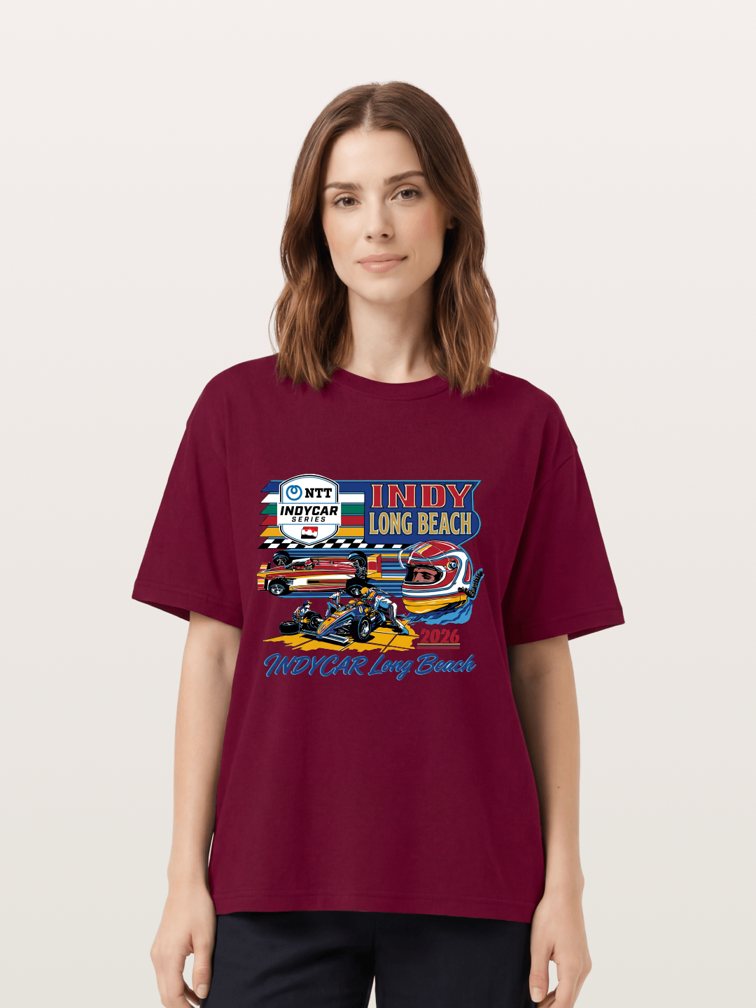 IndyCar Long Beach Vintage Art Gildan T-shirt