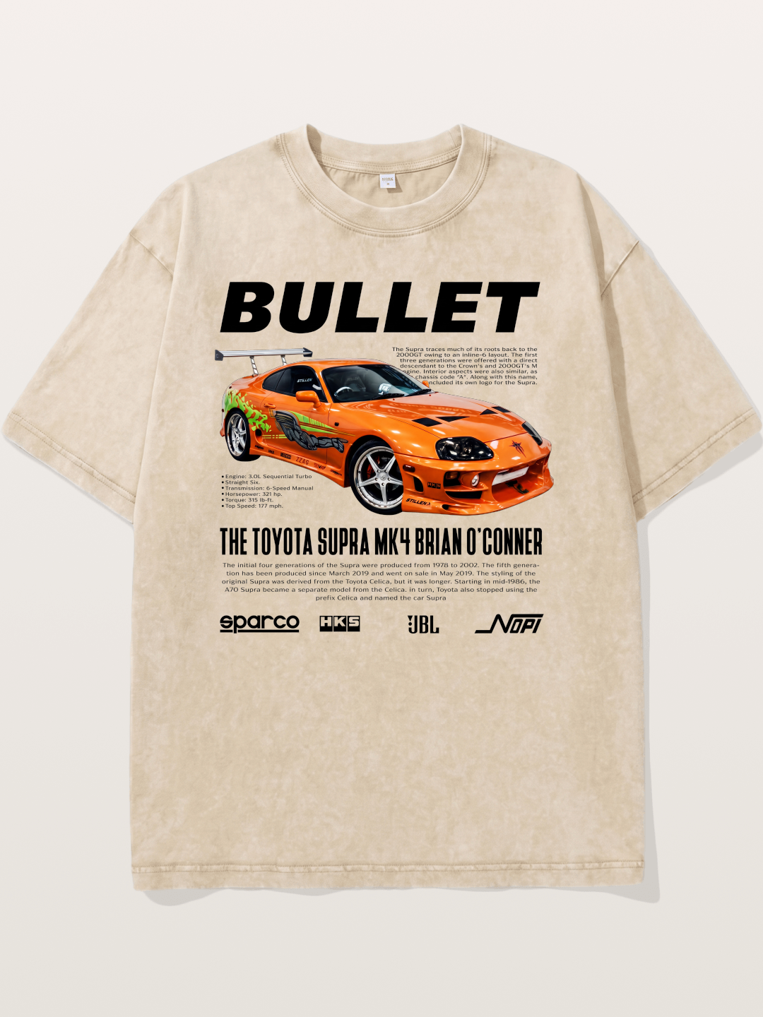 Toyota Supra Fast Furious Print Washed T-shirt