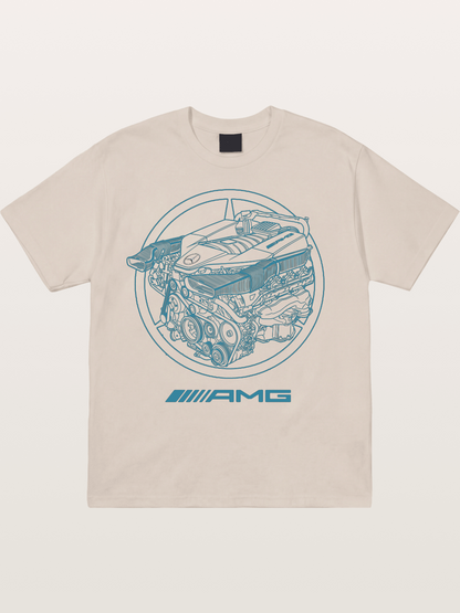 Mercedes AMG Engine Cutaway Blueprint Cotton T-shirt
