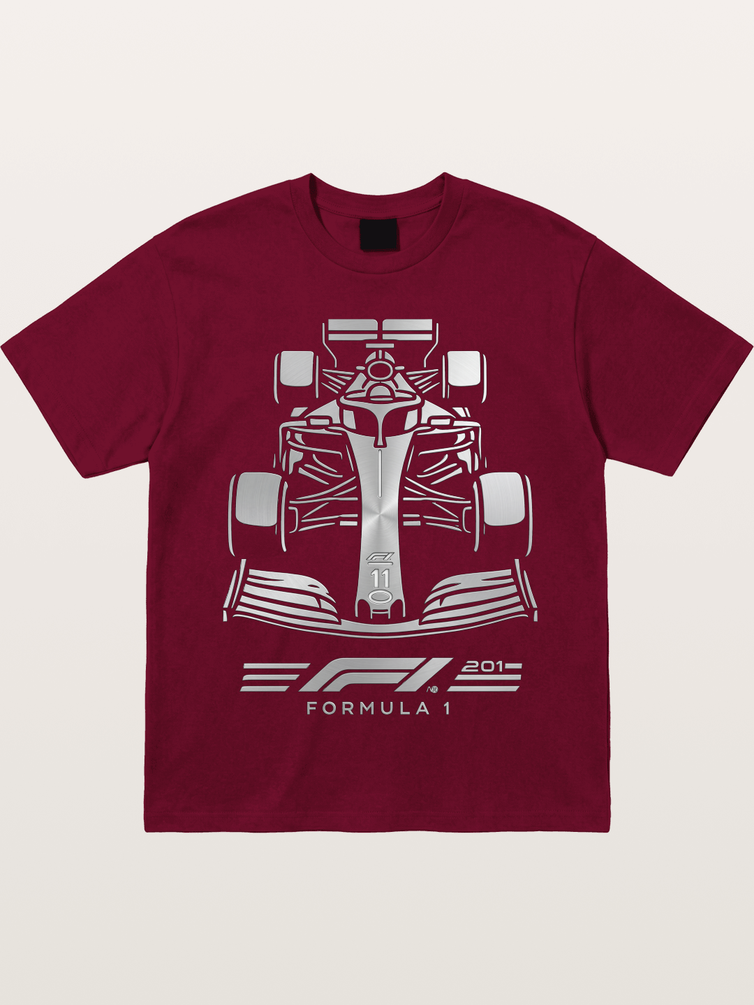 Silver F1 Car Line Art Print Gildan T-shirt