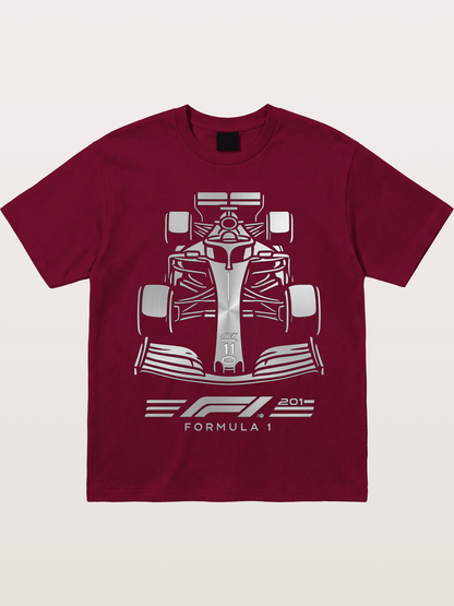 Silver F1 Car Line Art Print Gildan T-shirt