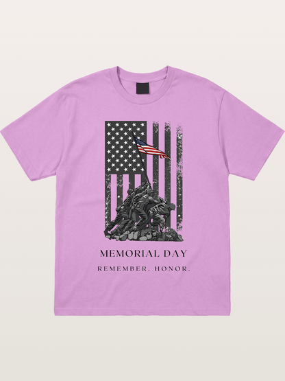Memorial Day Flag Raising Print Gildan T-shirt