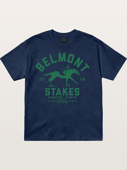 Belmont Stakes Horse Rider Silhouette Cotton T-shirt