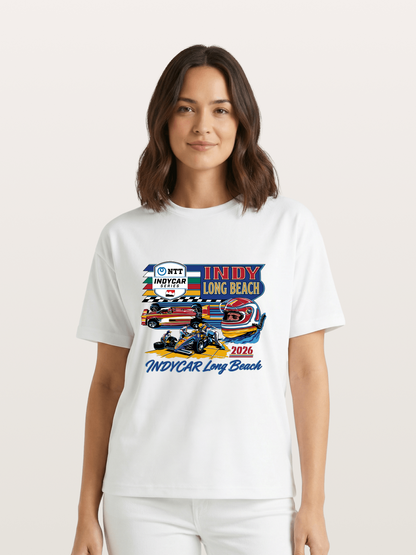 IndyCar Long Beach Vintage Art Gildan T-shirt