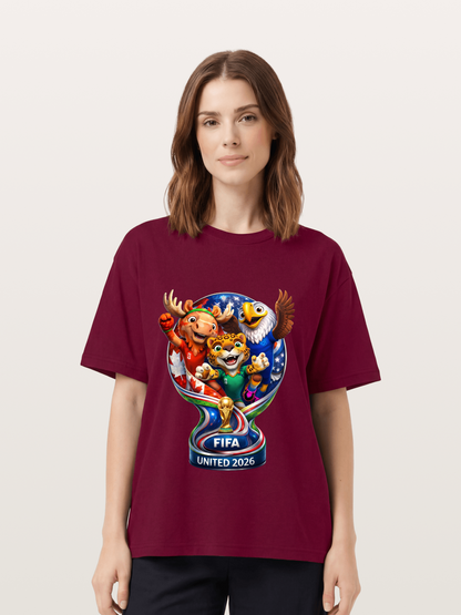 World Cup Mascots Globe Design Gildan T-shirt