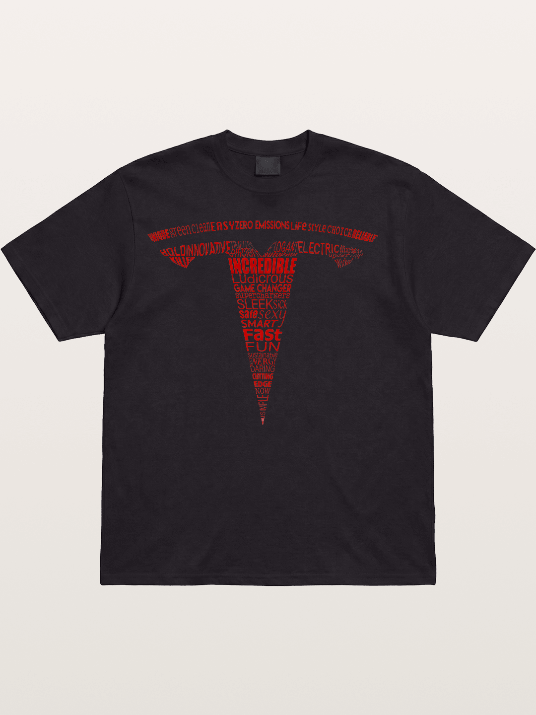 Tesla Word Cloud Heart Print Cotton T-shirt