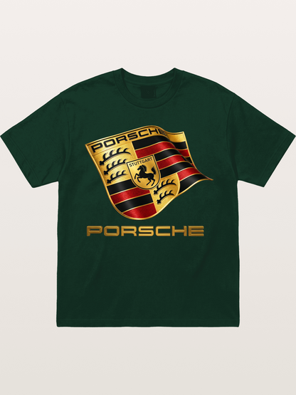 Porsche Waving Crest Art Gildan T-shirt