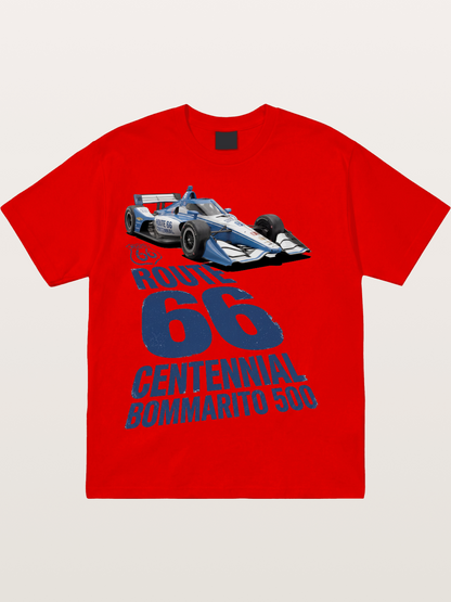 Blue IndyCar Route66 Print Cotton T-shirt