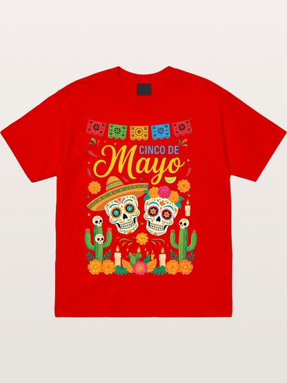 Cinco de Mayo Sugar Skull Fiesta Cotton T-shirt