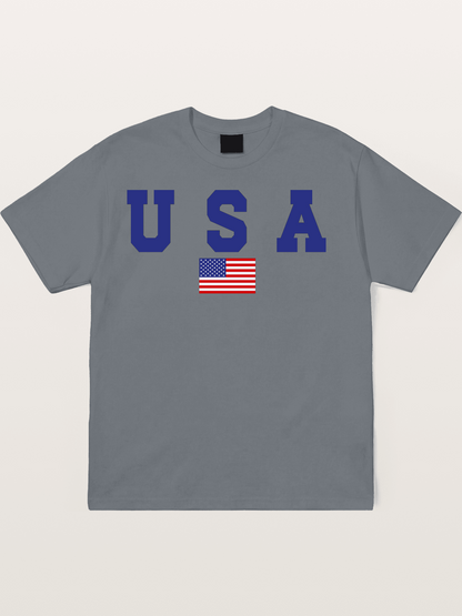 USA Letters With American Flag Cotton T-shirt