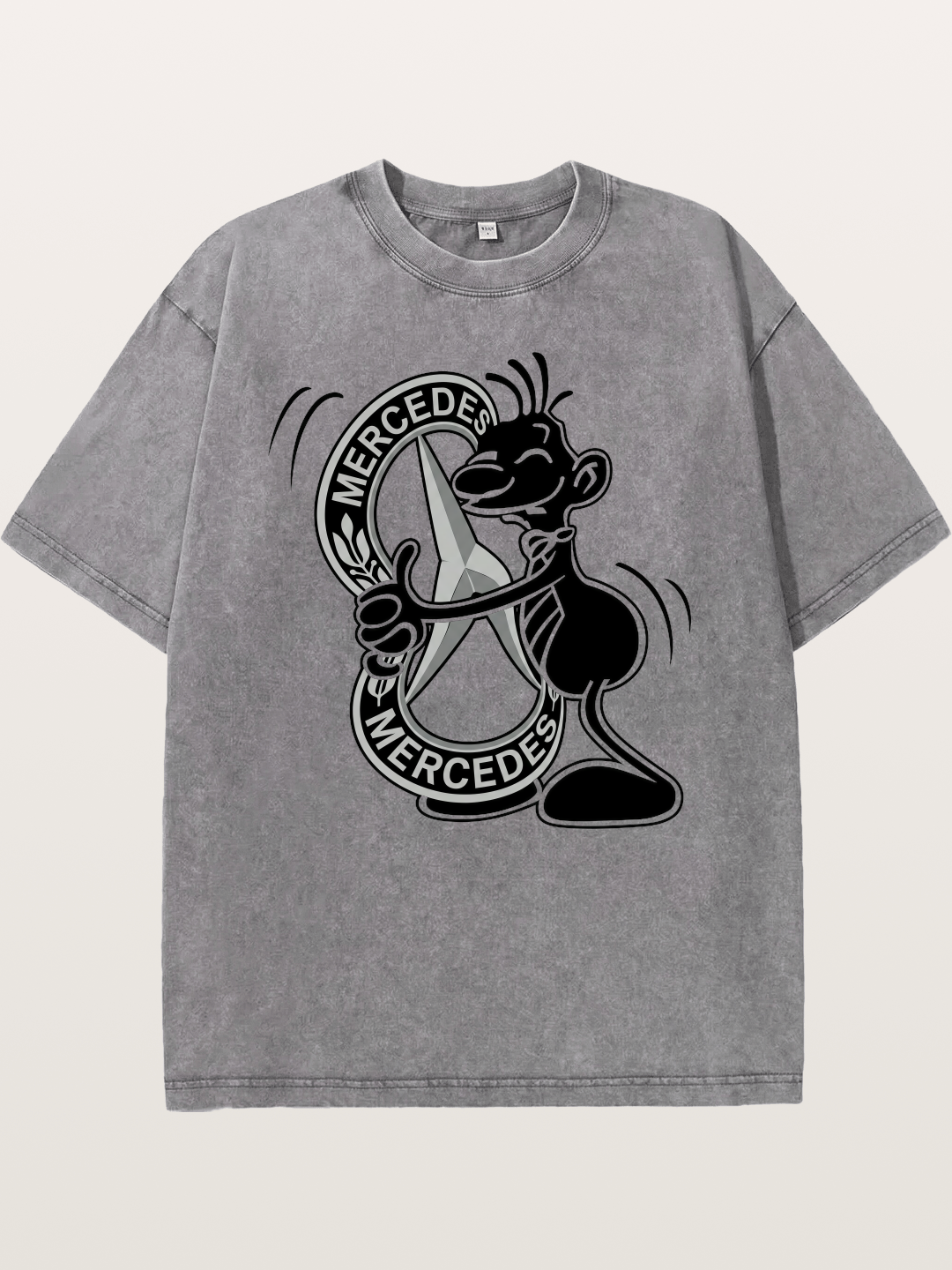 Character Holding Mercedes Emblem Washed T-shirt