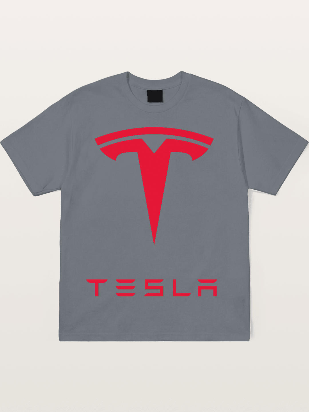 Tesla Red Logo Sticker Cotton T-shirt