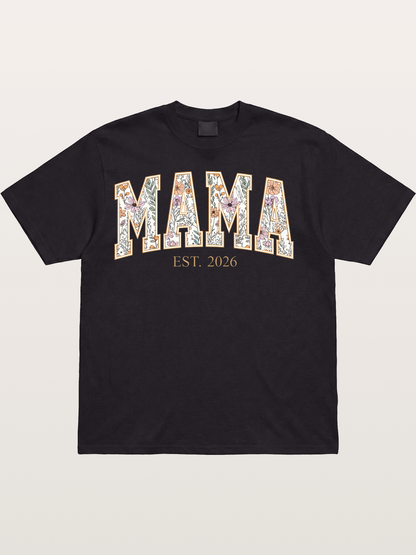 Floral Mama Est 2026 Design Cotton T-shirt