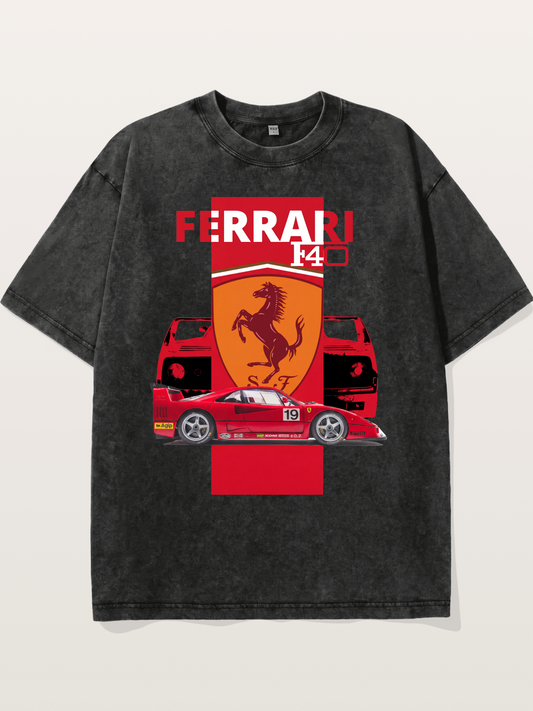 Ferrari F40 Race Car Double View Washed T-shirt