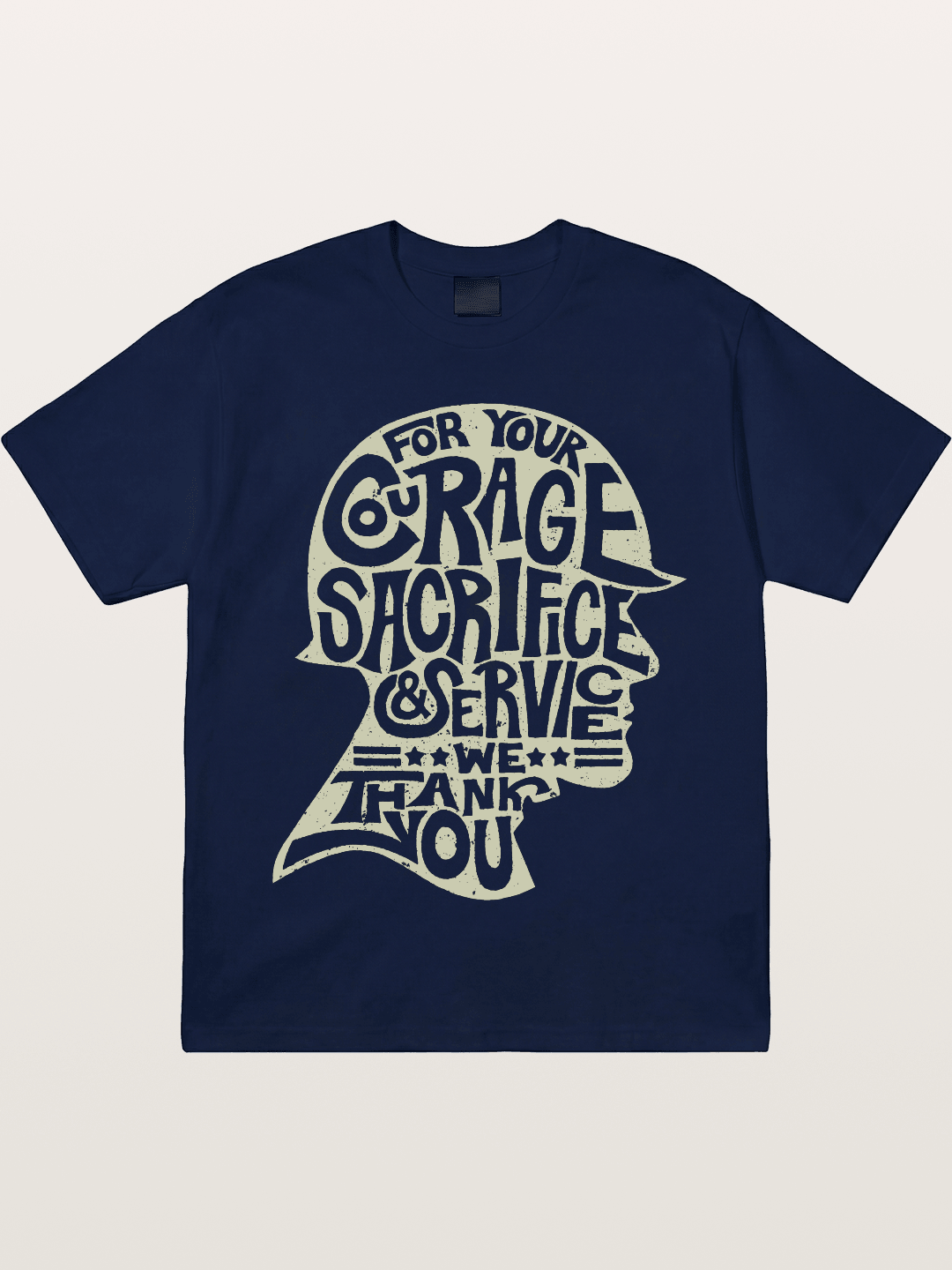 Soldier Helmet Courage Sacrifice Word Art Gildan T-shirt