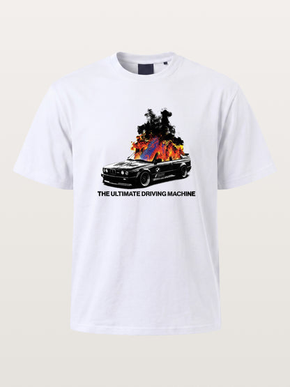 Burning BMW Retro Halftone Poster Cotton T-shirt
