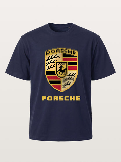 Pixel Mosaic Porsche Crest Emblem Gildan T-shirt