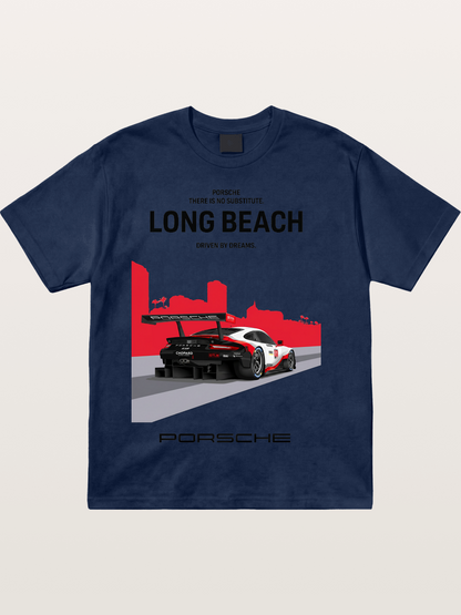 Long Beach Race Porsche Poster Cotton T-shirt
