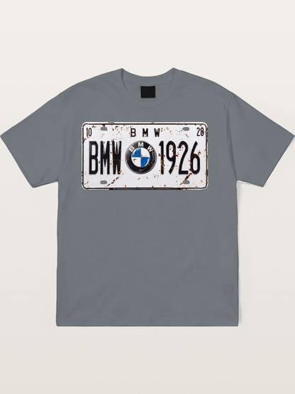 Vintage BMW License Plate Decor Cotton T-shirt