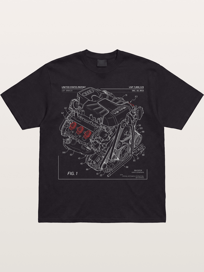 V6 TFSI Audi Powertrain Patent Drawing Gildan T-shirt