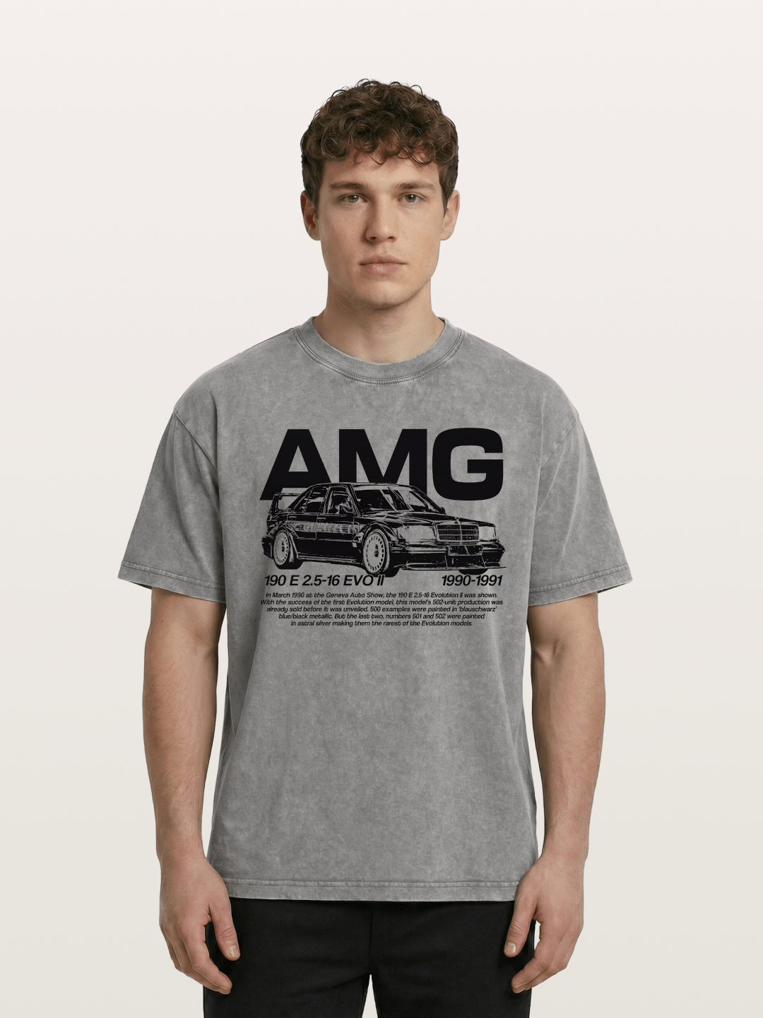 AMG 190E EVO Racing Car Art Washed T-shirt