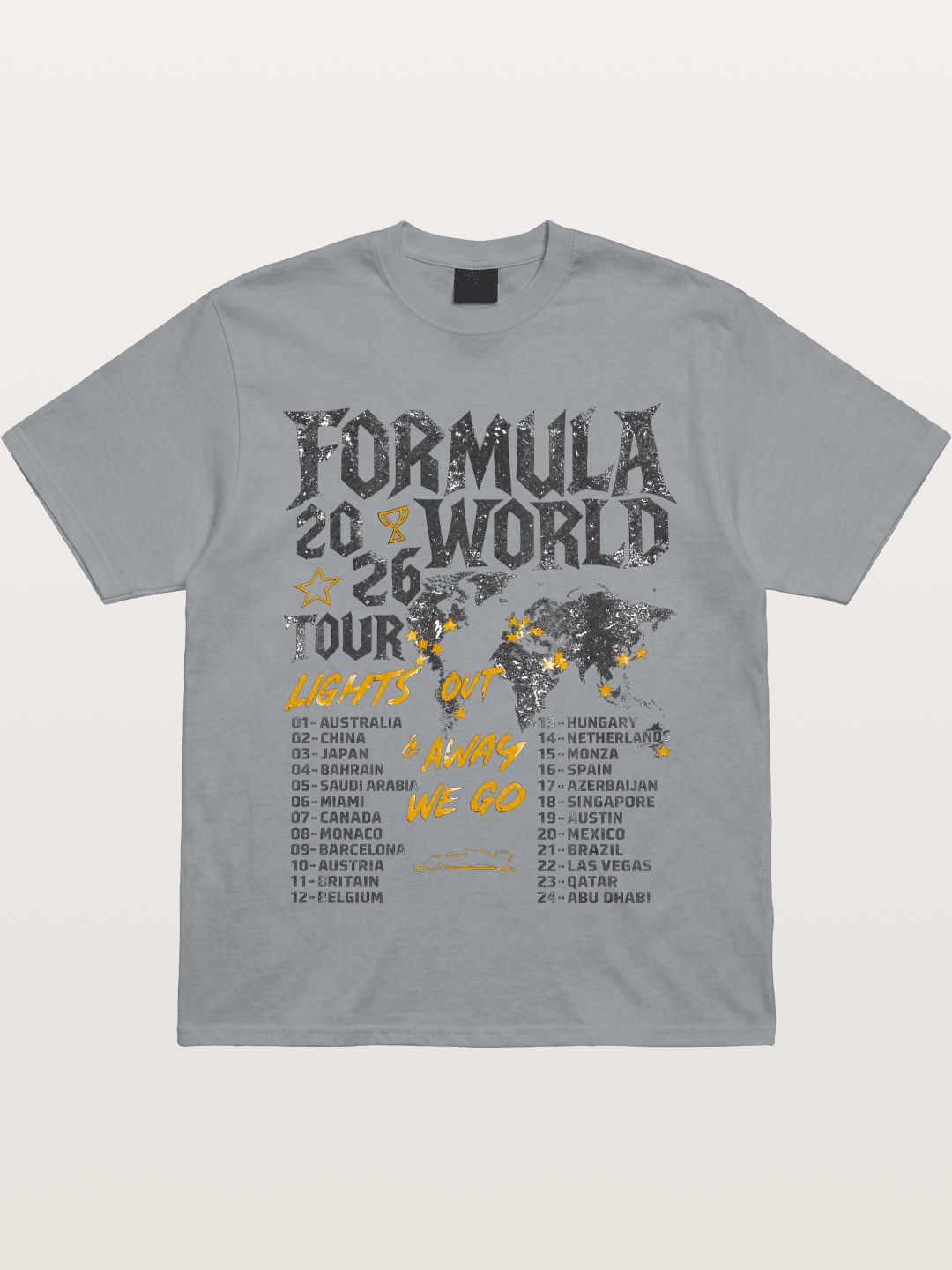 2026 F1 World Tour Poster Gildan T-shirt