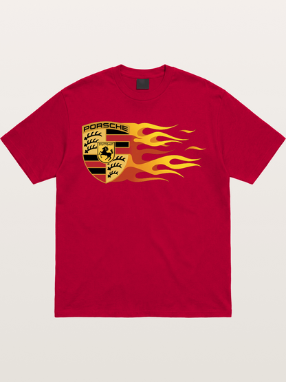 Porsche Crest With Flame Accents Gildan T-shirt