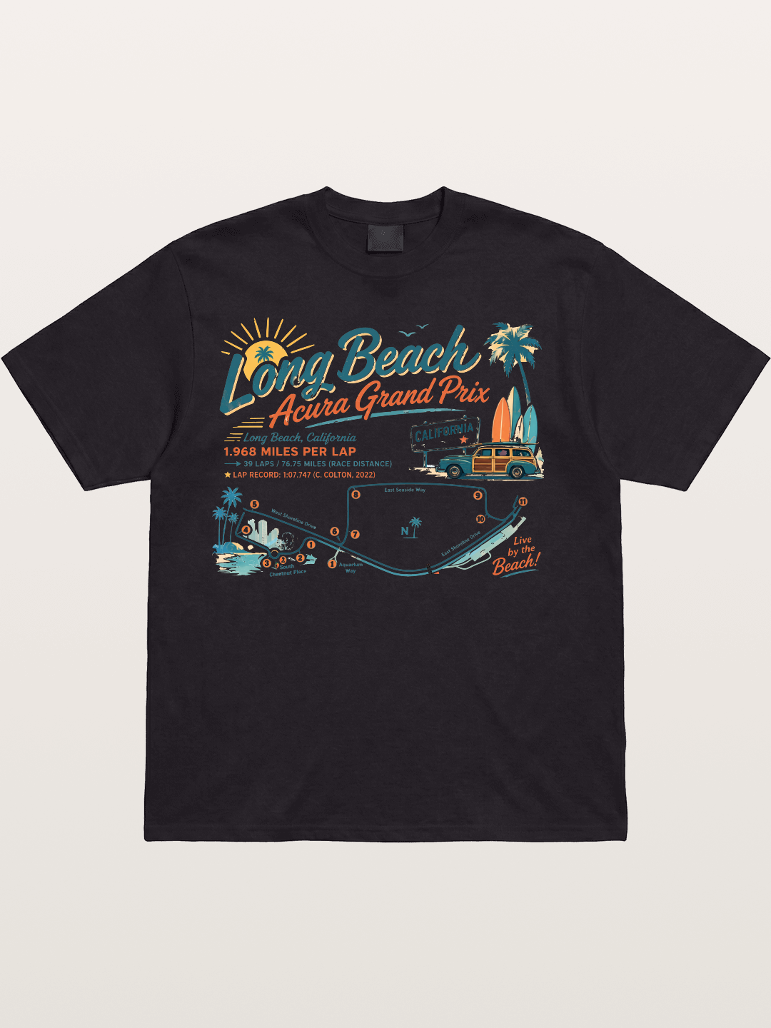 California Long Beach Race Poster Cotton T-shirt