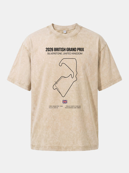 British Grand Prix Silverstone Track Outline Washed T-shirt