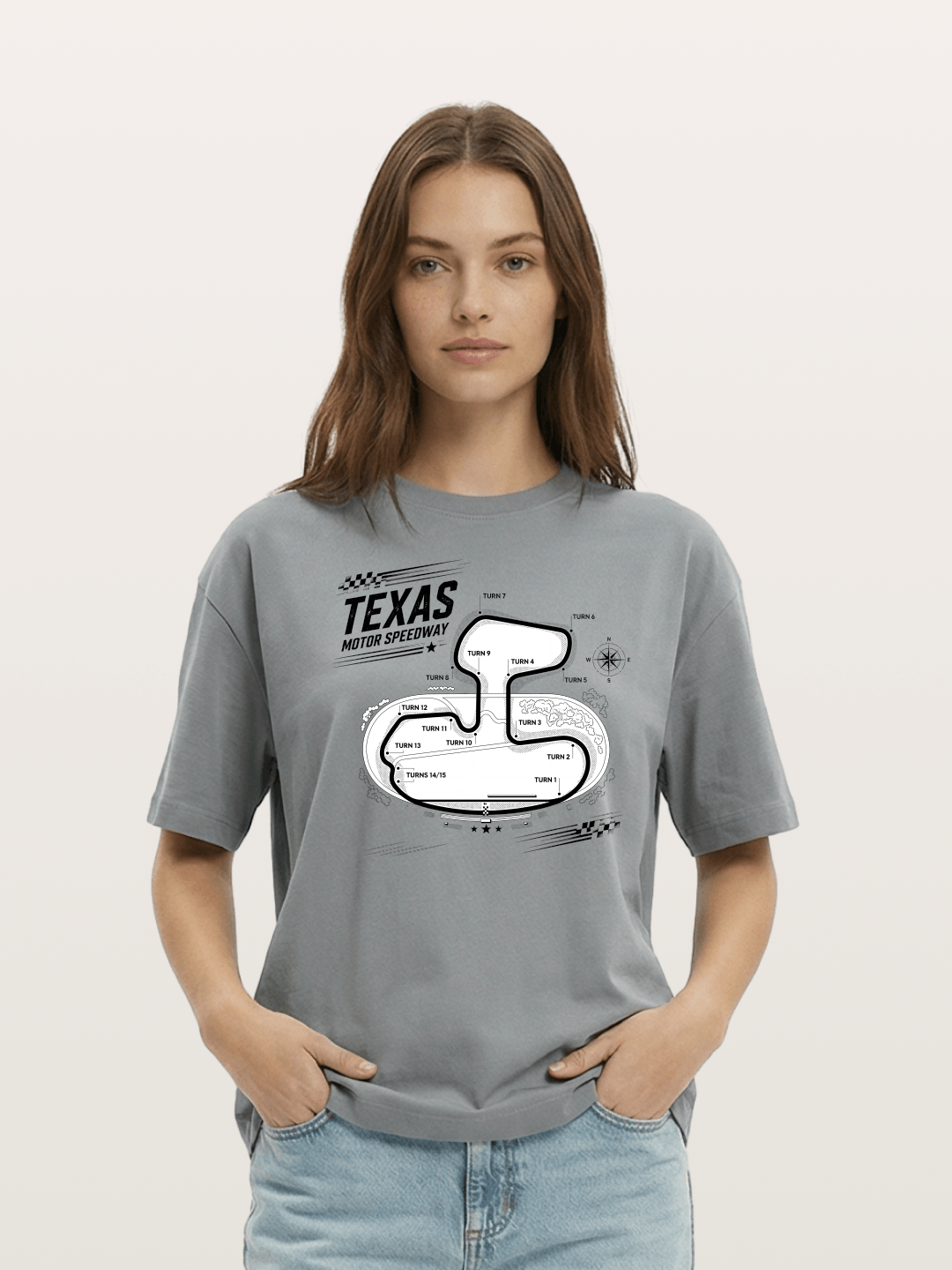 Texas Motor Speedway Track Map Cotton T-shirt