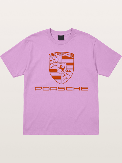 Porsche Crest Orange White Logo Gildan T-shirt
