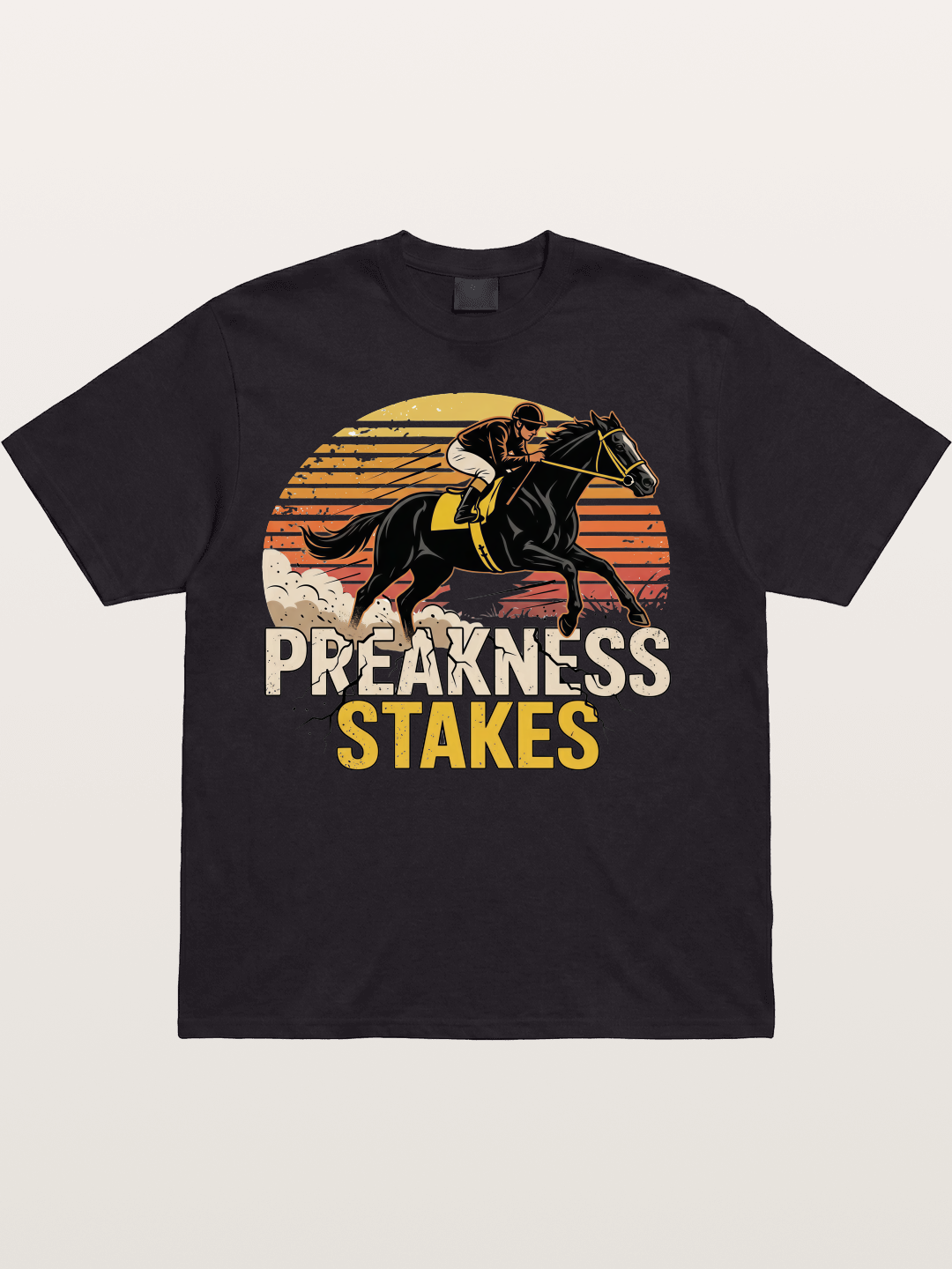 Preakness Stakes Retro Sunset Print Cotton T-shirt