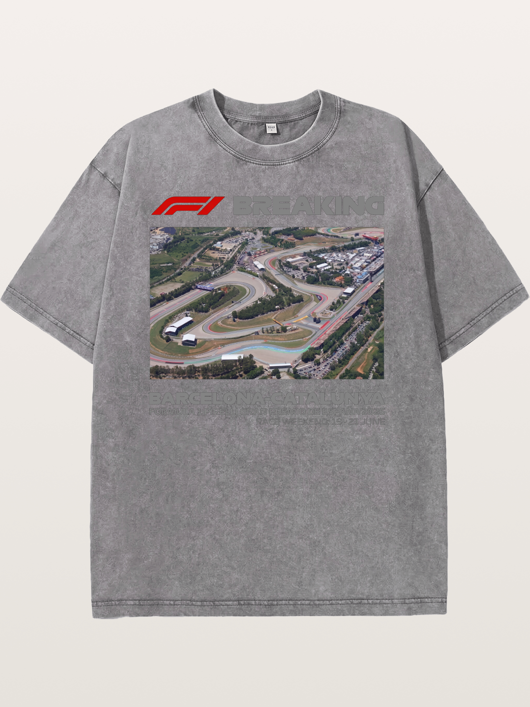 Barcelona Catalunya Track Aerial View Washed T-shirt