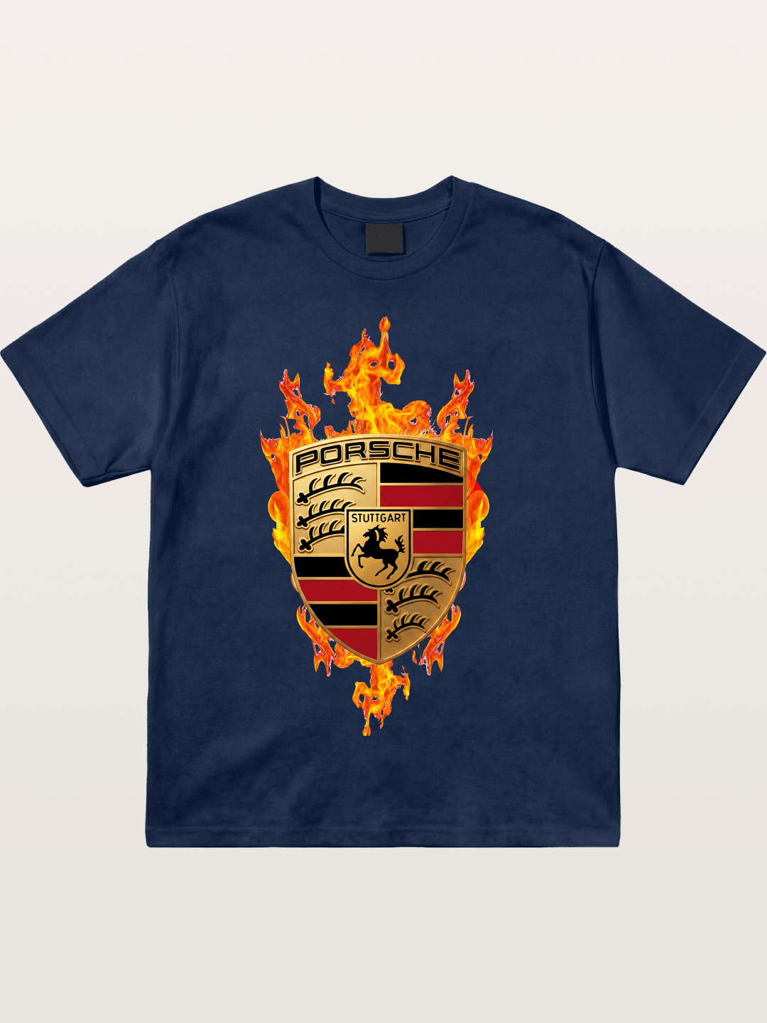 Porsche Flaming Logo Print Cotton T-shirt